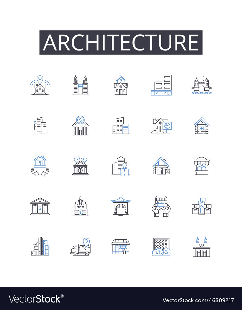 Architecture line icons collection engineering Vector Image Architecture line icons collection engineering