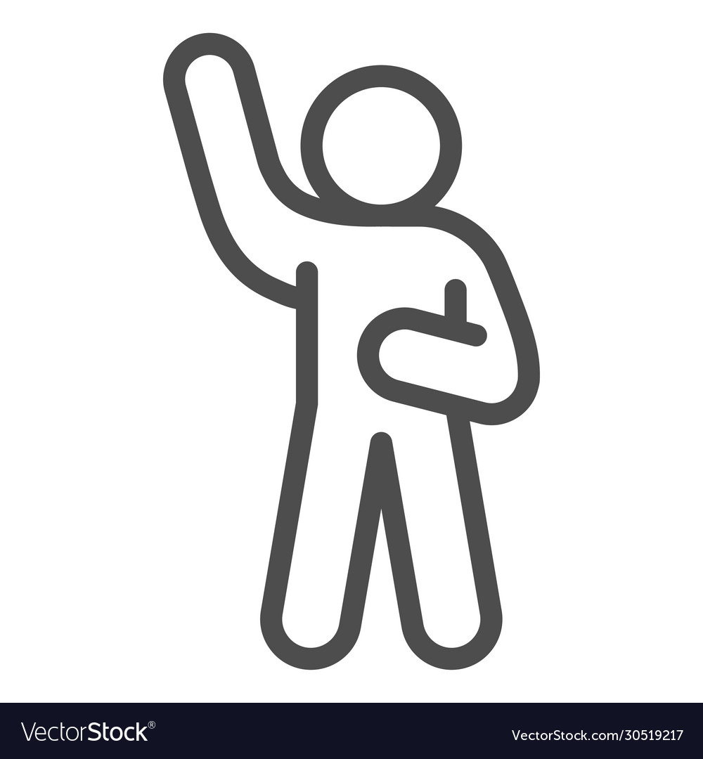 Assurance or hello pose line icon man with left Vector Image Assurance or hello pose line icon man with left