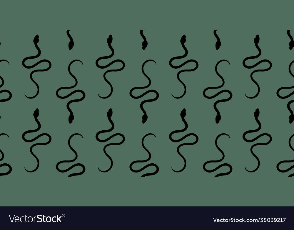 Black and green snake seamless repeat pattern
