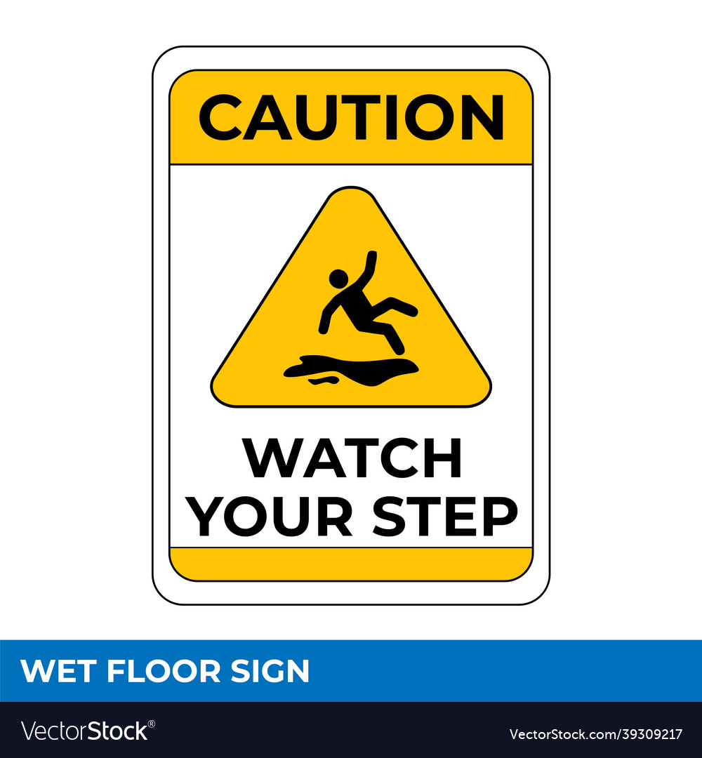 Caution wet floor slippery and warning Royalty Free Vector