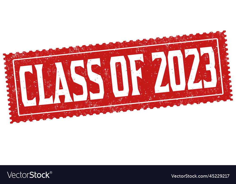 Class of 2023 gold lettering graduation 3d logo Vector Image