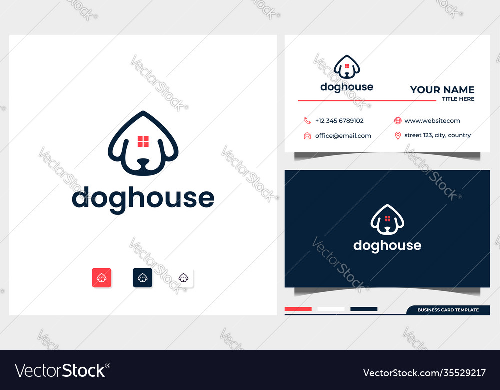 Dog head with house logo design concept