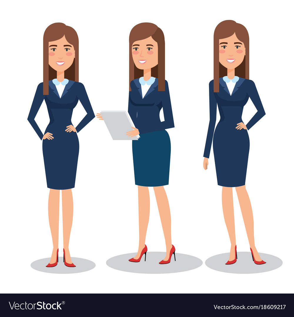 Elegant business woman in different pose Vector Image