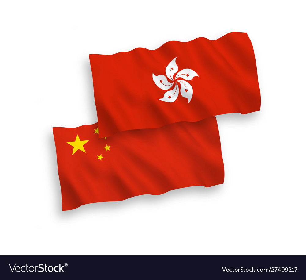 Flags hong kong and china on a white background