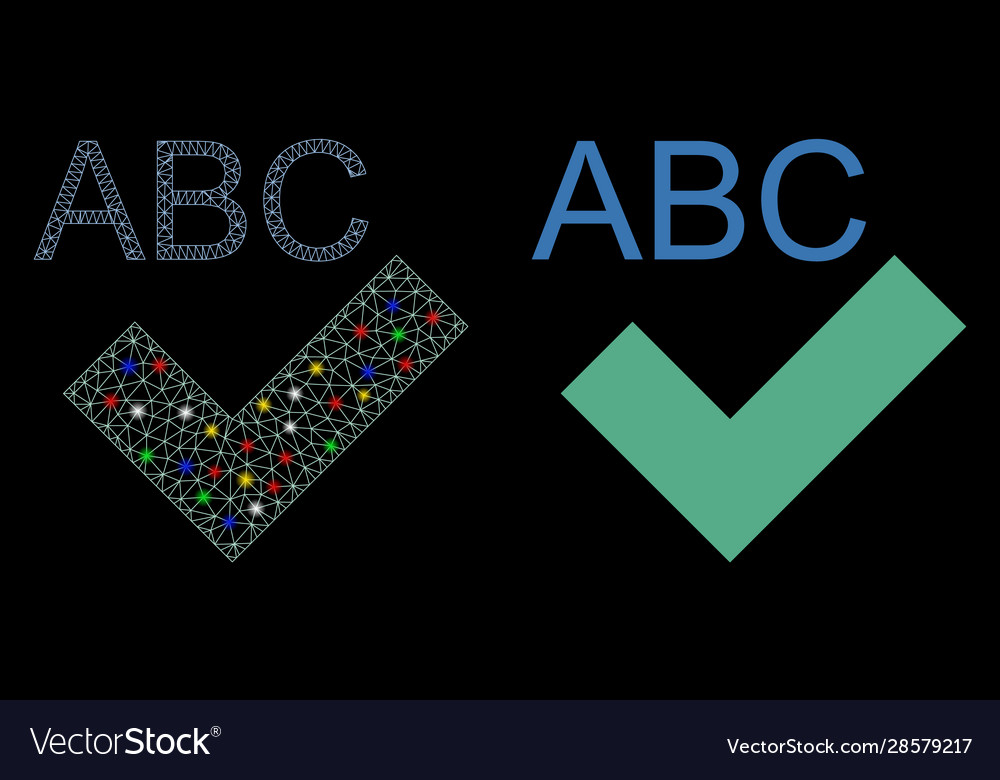 Flare mesh network spell checking icon with vector image Flare mesh network spell checking icon with