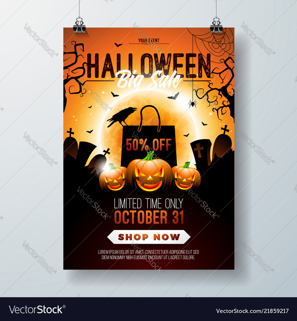 halloween sale flyer with royalty free vector image halloween sale flyer