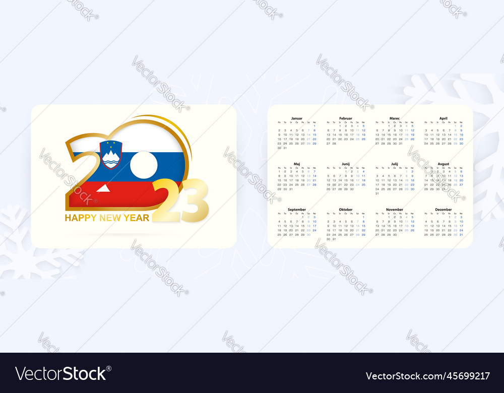 Horizontal pocket calendar 2023 in slovenian