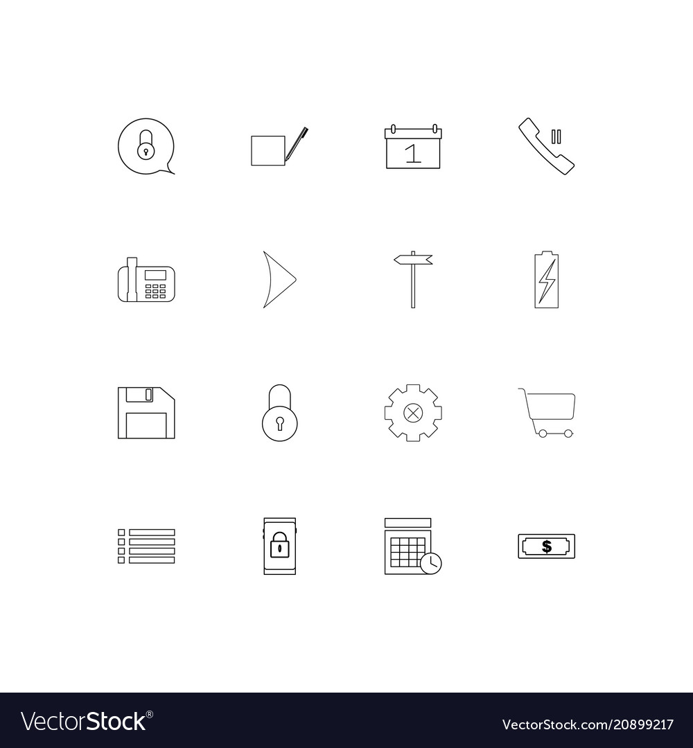 Interface linear thin icons set outlined simple vector image Interface linear thin icons set outlined simple