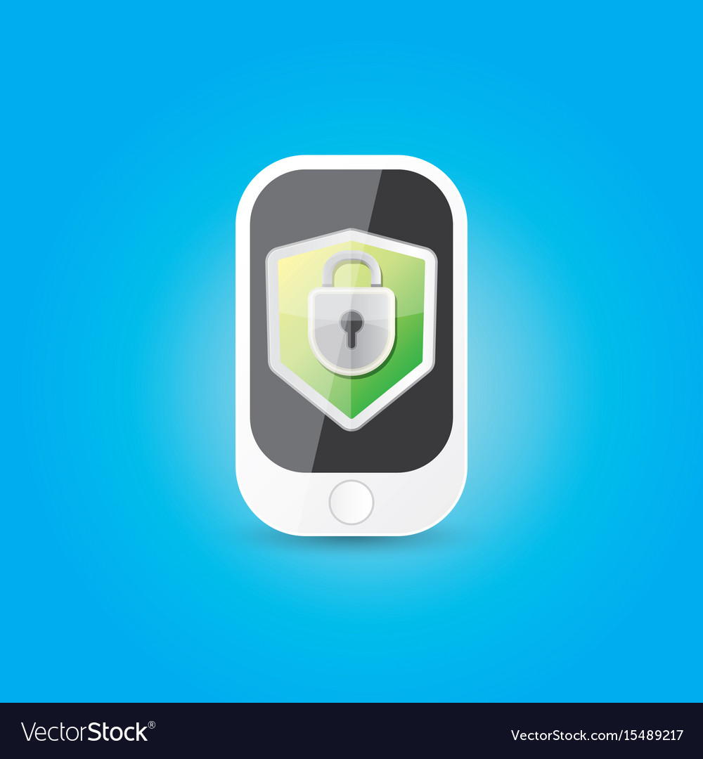 Mobile security app screen with shield and lock