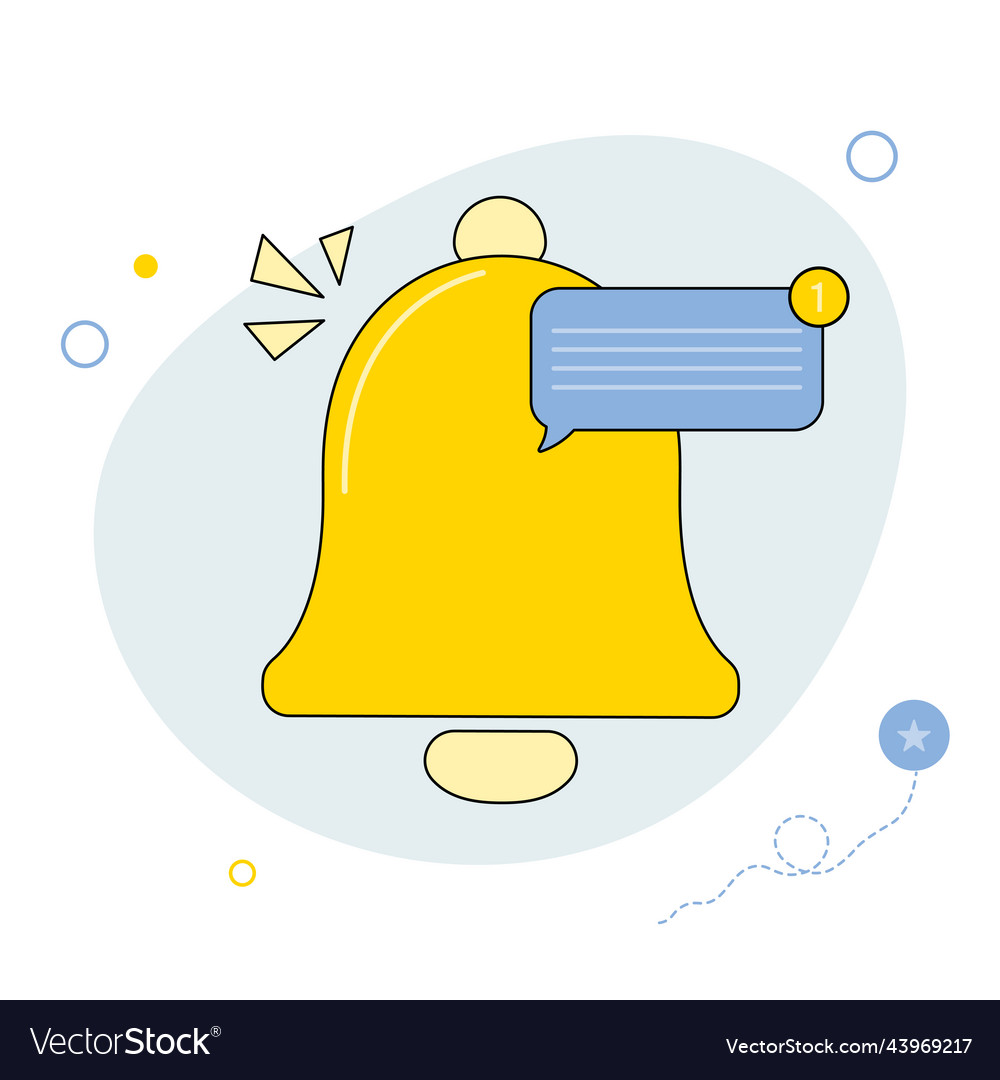 Notification message bell incoming inbox vector image Notification message bell incoming inbox