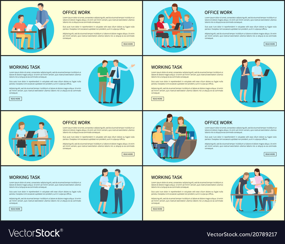 Office work and working task vector image Office work and working task