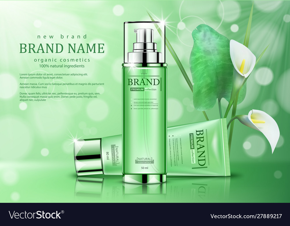 Organic cosmetics skin care products realistic Vector Image