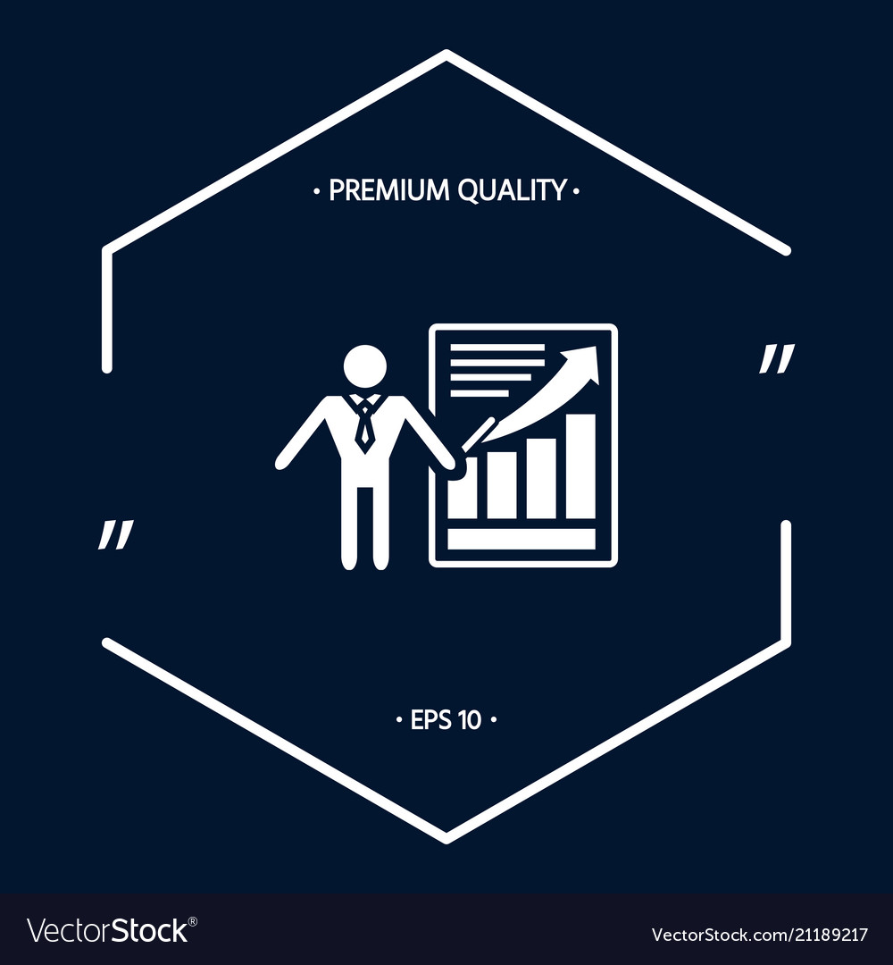 Presentation sign icon man standing with pointer