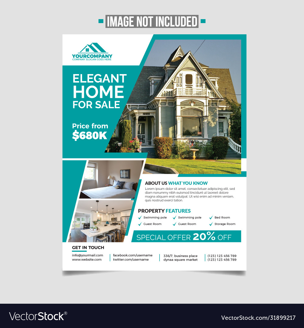 Real estate flyer template fully editable design Vector Image In Free Real Estate Flyer Templates Download