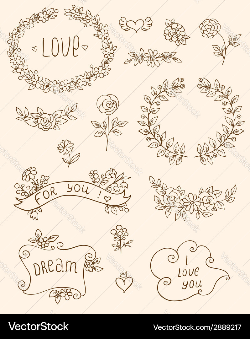 Romantic doodle elements Royalty Free Vector Image