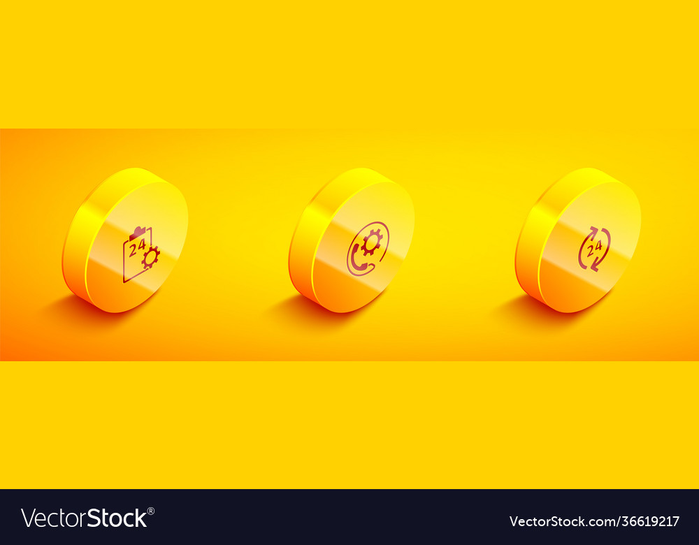 Set isometric checklist with 24 hours service vector image Set isometric checklist with 24 hours service