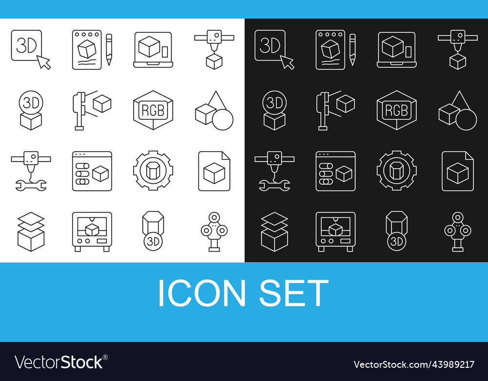 Set line 3d scanner isometric cube file basic vector image Set line 3d scanner isometric cube file basic