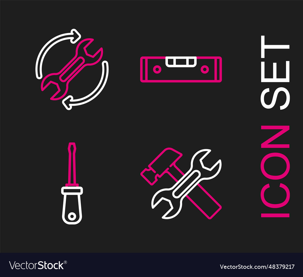 Set line hammer and wrench screwdriver