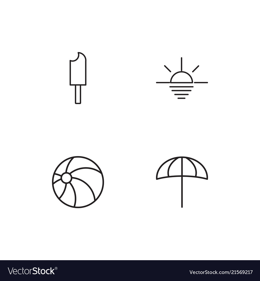 Summer linear icons set simple outline