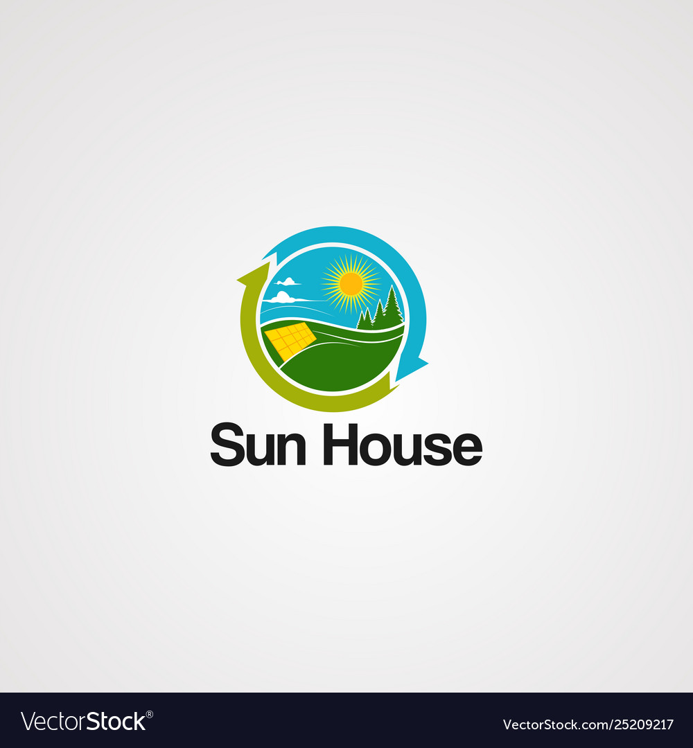 Sun house logo icon element and template