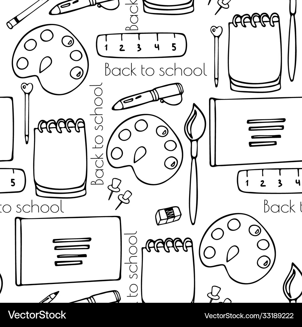 Back to school pattern seamless picture in black Vector Image