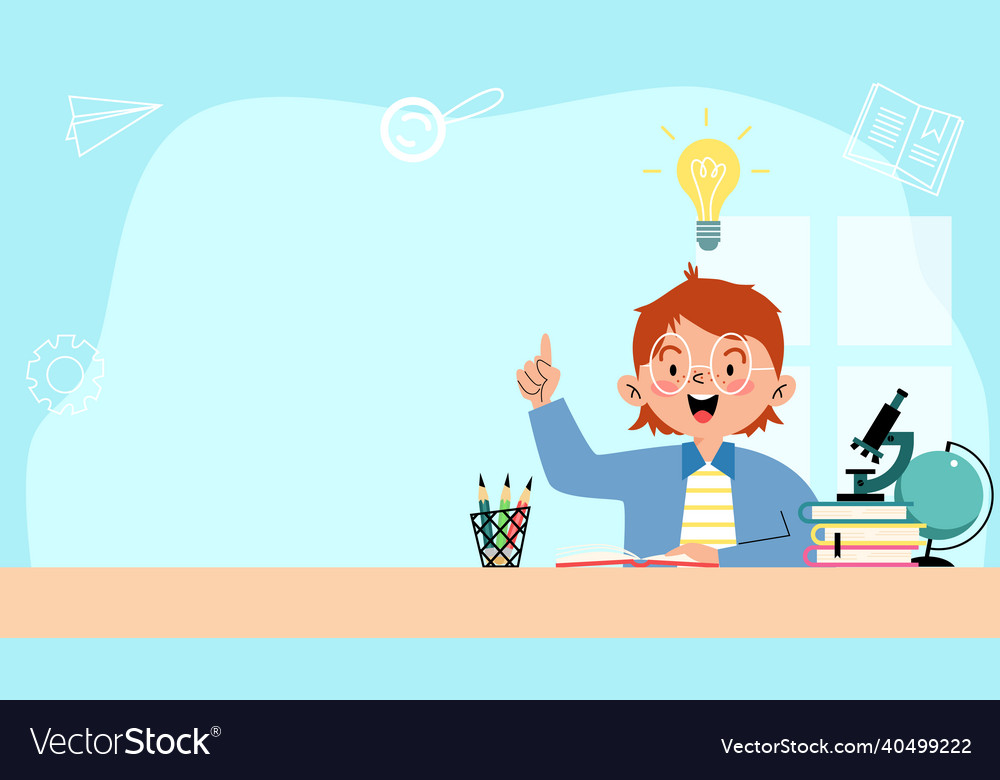 Banner with studying child and copy space for text vector image Banner with studying child and copy space for text
