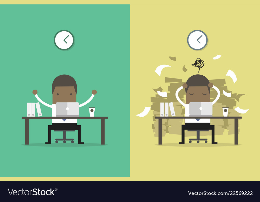Businessman finish working and busy vector image Businessman finish working and busy
