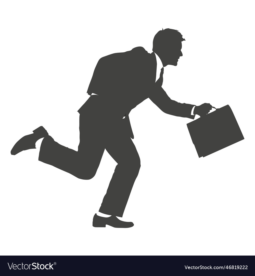 Busy running businessman silhouette Royalty Free Vector