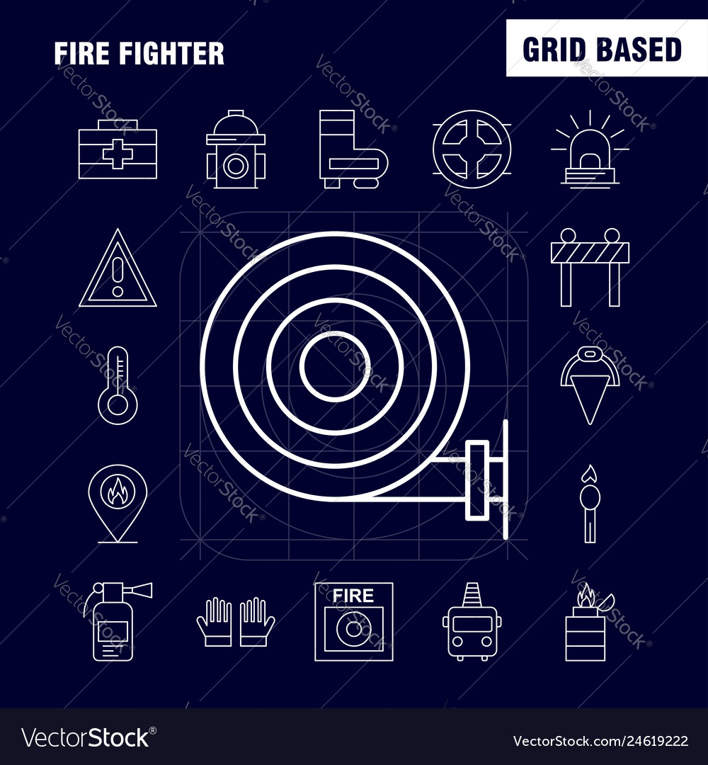 Fire fighter line icon for web print and mobile