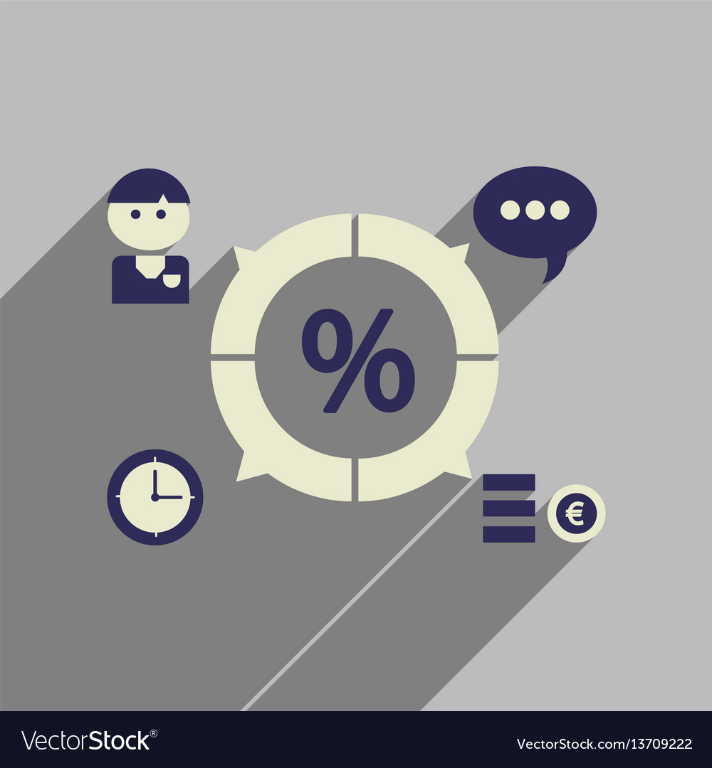 Flat web icon with long shadow business chart