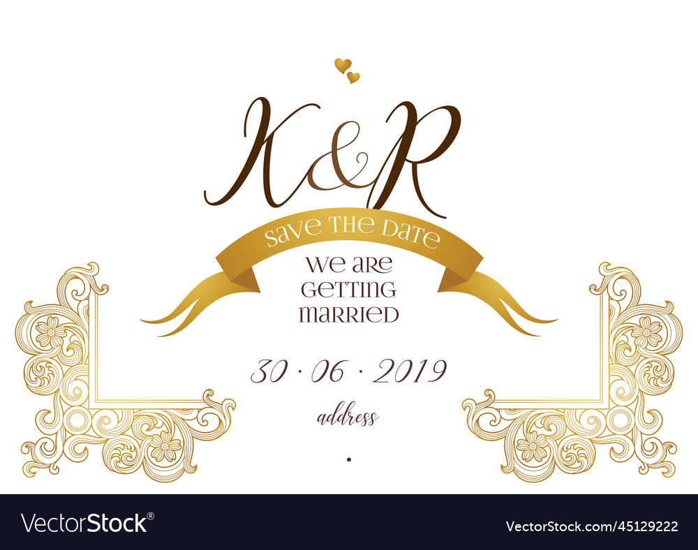 Golden elements vignettes monogram for wedding