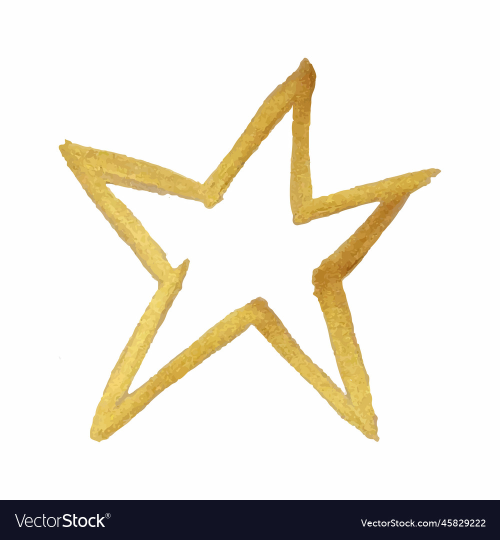 Golden star hand drawing star Royalty Free Vector Image