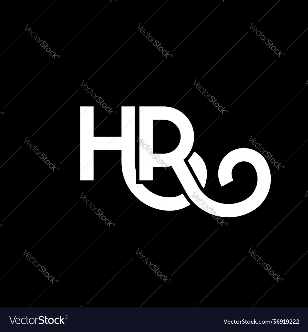 Hr letter logo design on black background