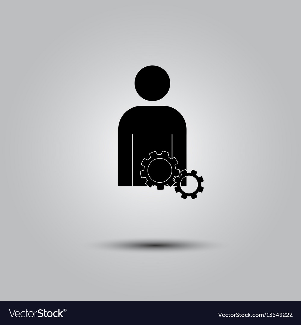 Man and cog icon vector image Man and cog icon