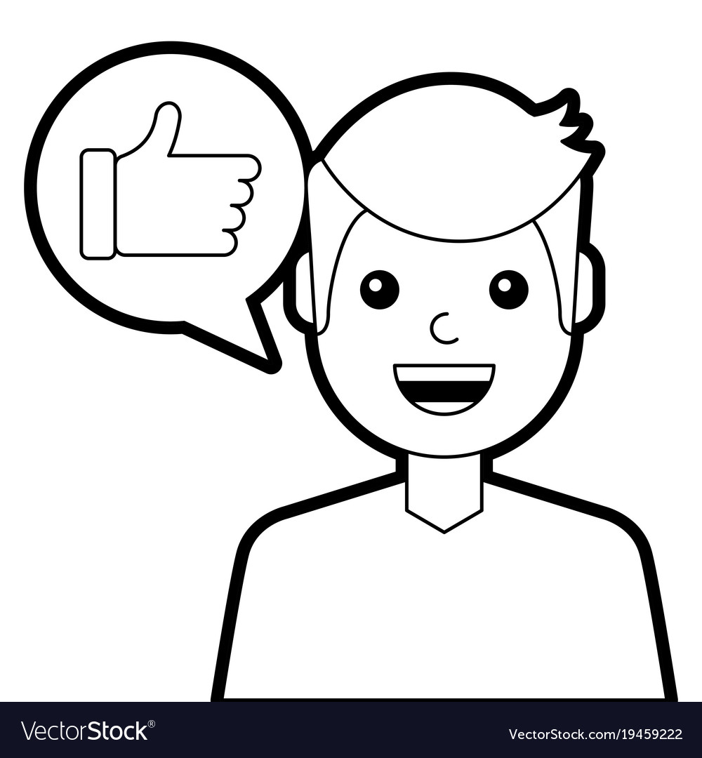 Man with hand like in speech bubble