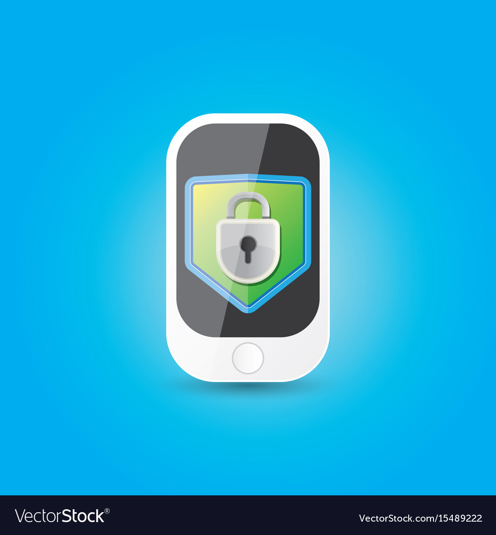 Mobile security app screen with shield and lock