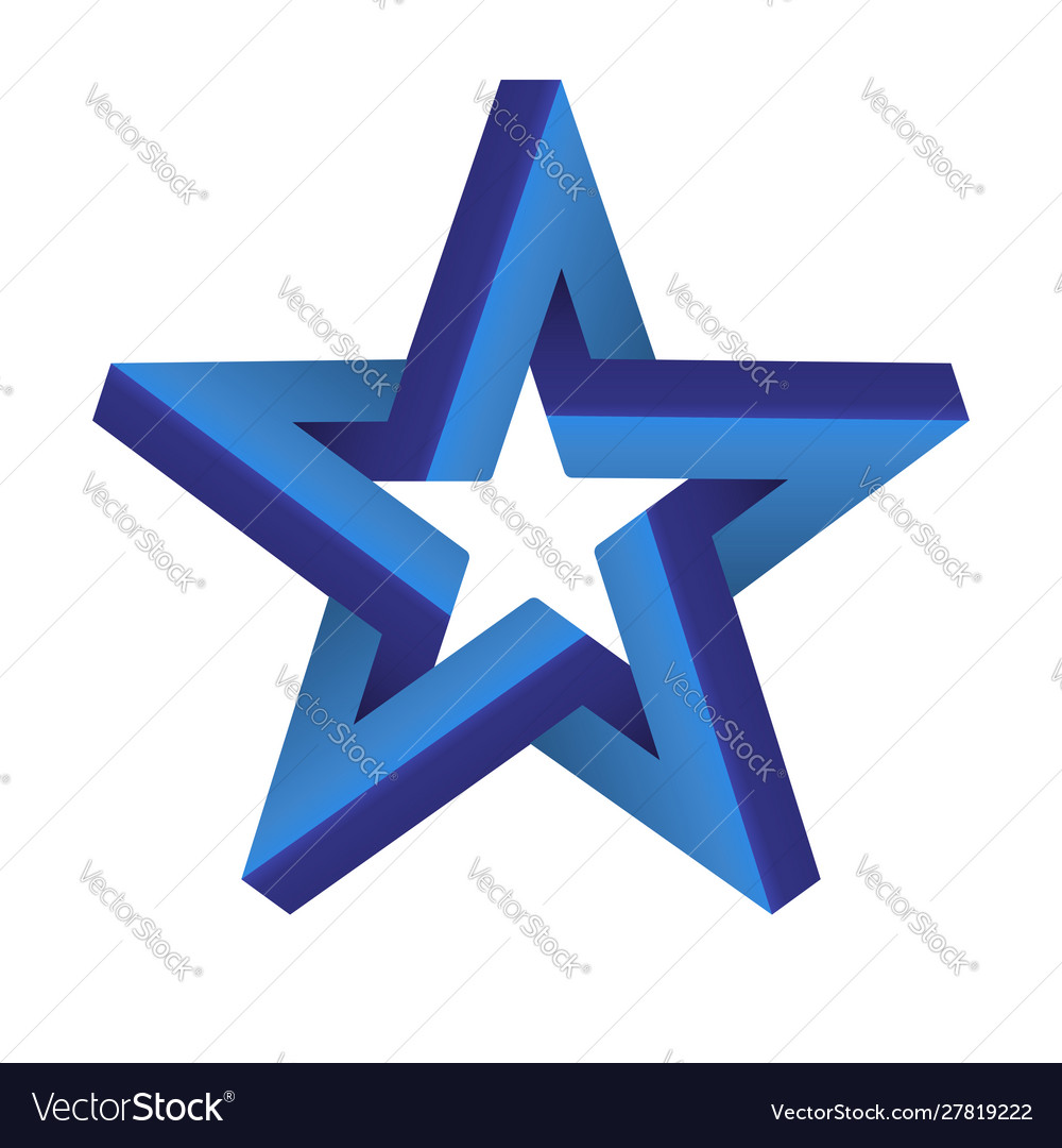 Optical illusion in 3d star blue shades