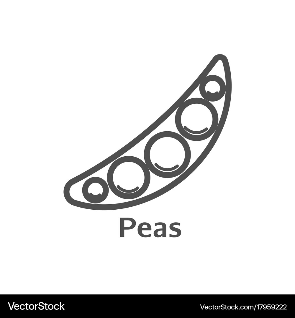 Pea icon vegetables logo peas in a pod thin line Vector Image
