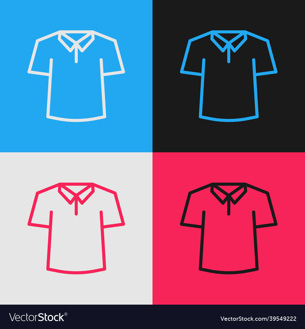 Pop art line shirt icon isolated on color