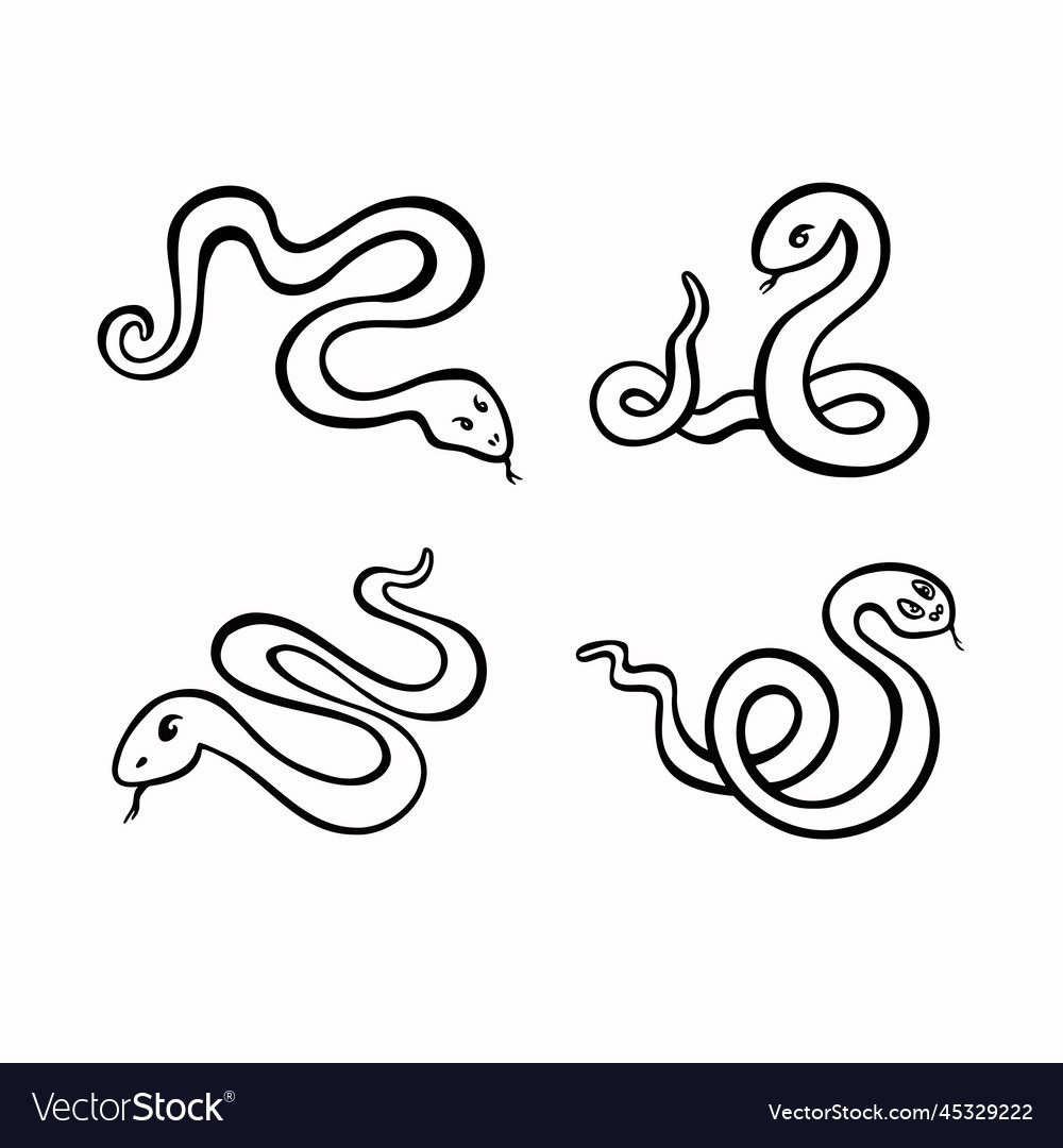 Set graphic of linear snakes Royalty Free Vector Image