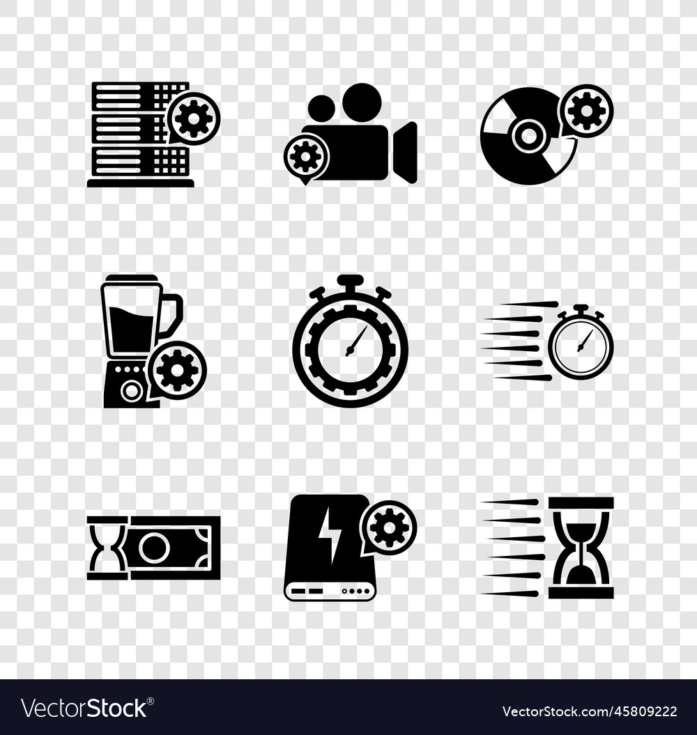 Set server setting video camera cd or dvd disk vector image Set server setting video camera cd or dvd disk