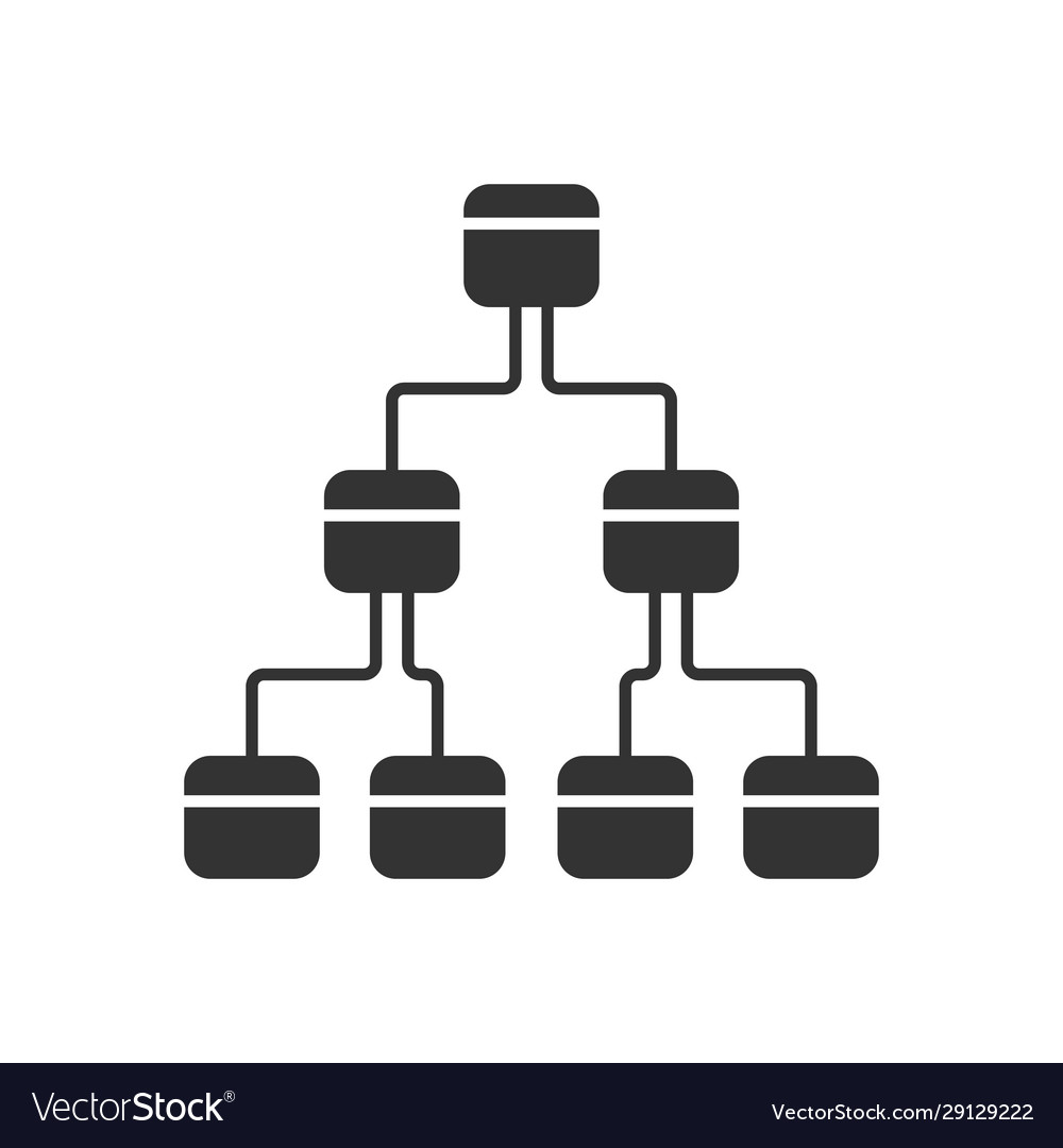 Tree diagram glyph icon hierarchical system node vector image Tree diagram glyph icon hierarchical system node