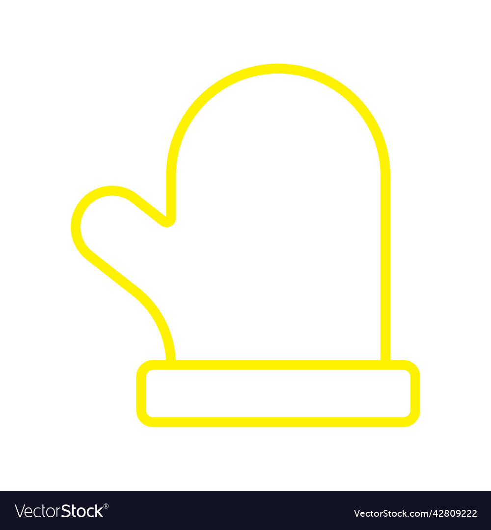 Yellow mitten line art icon