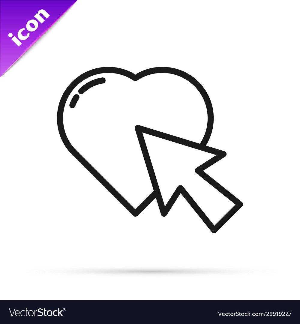 Black line heart and cursor click icon isolated Vector Image Black line heart and cursor click icon isolated