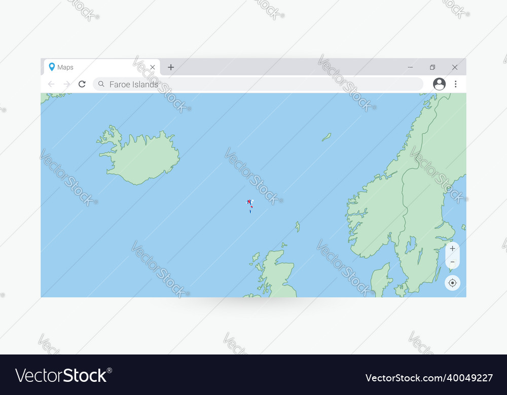 Browser window with map of faroe islands