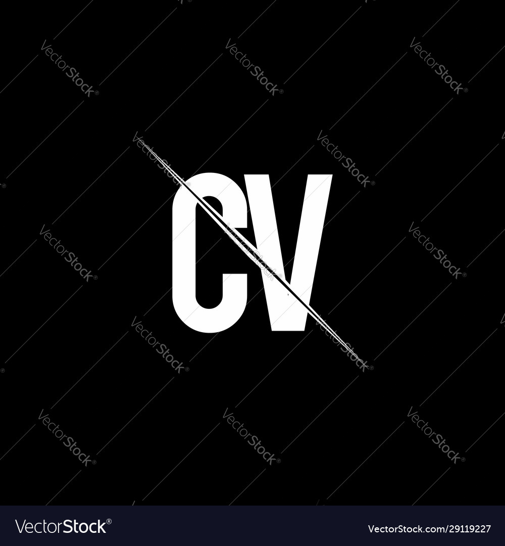 Cv logo monogram with slash style design template