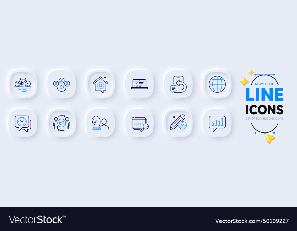 Globe chess and bike line icons for web app