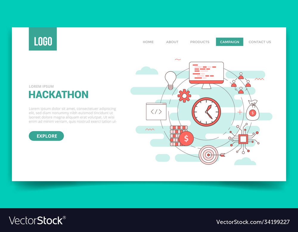 Hackathon concept with circle icon for website Vector Image Hackathon concept with circle icon for website