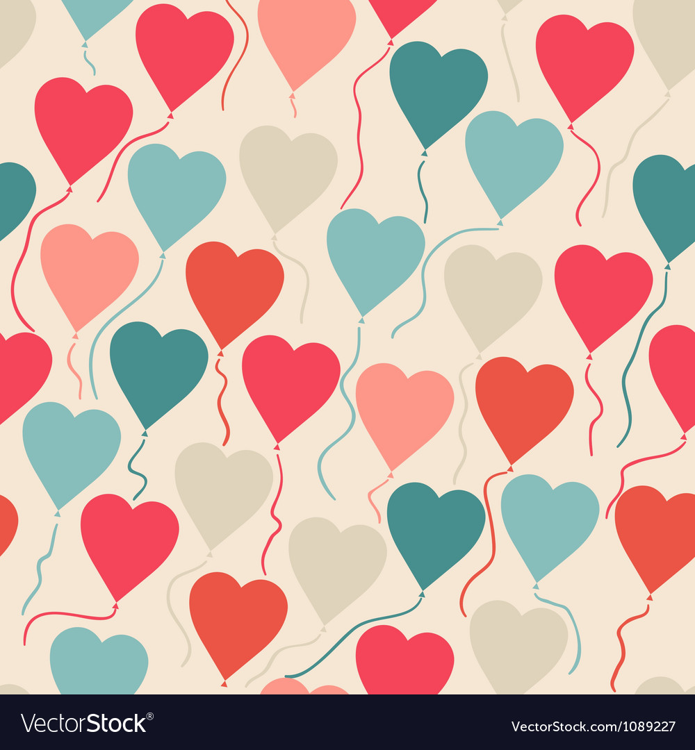 Heart Balloons Seamless Pattern