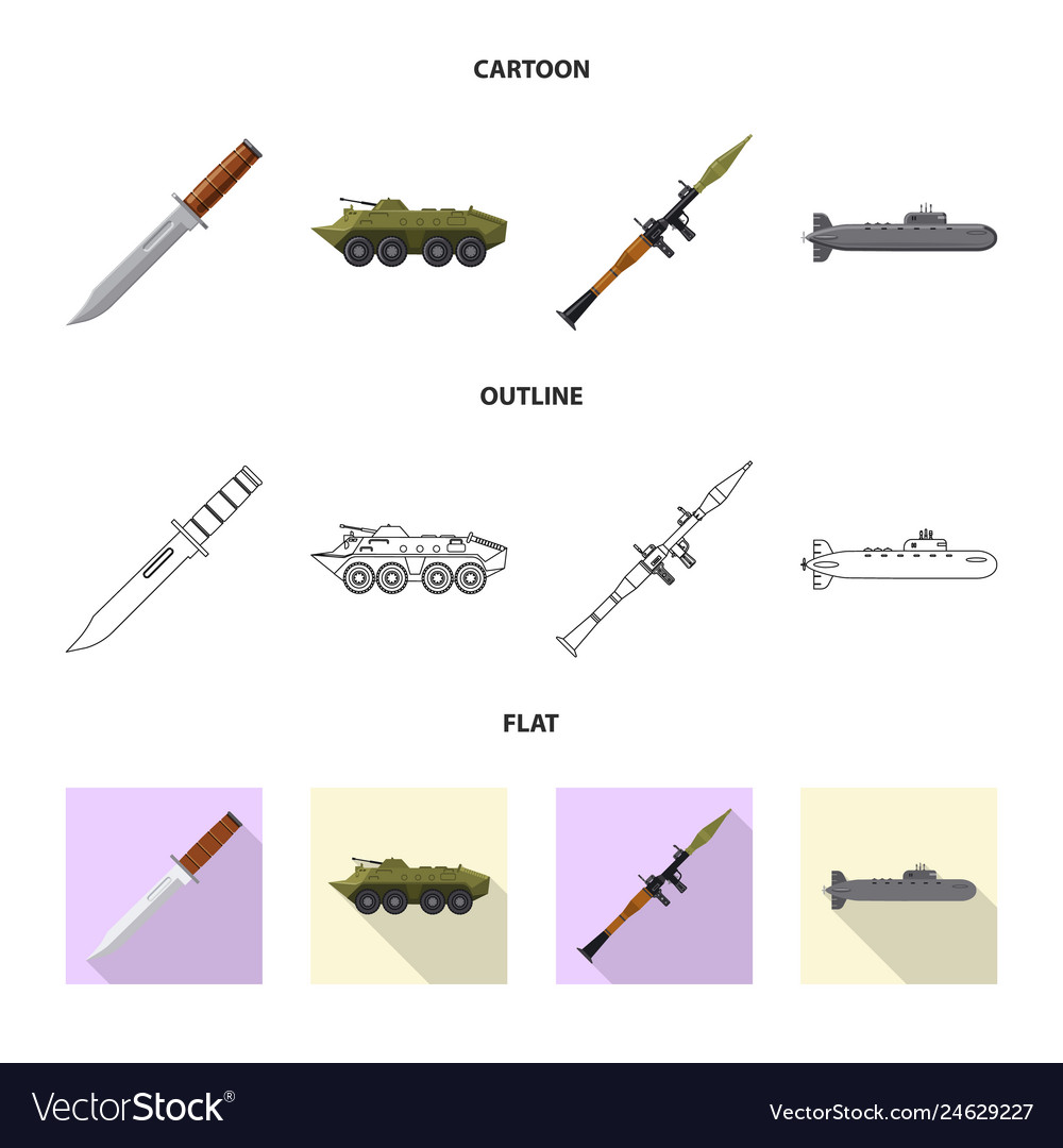 Isolated object of weapon and gun symbol set vector image Isolated object of weapon and gun symbol set